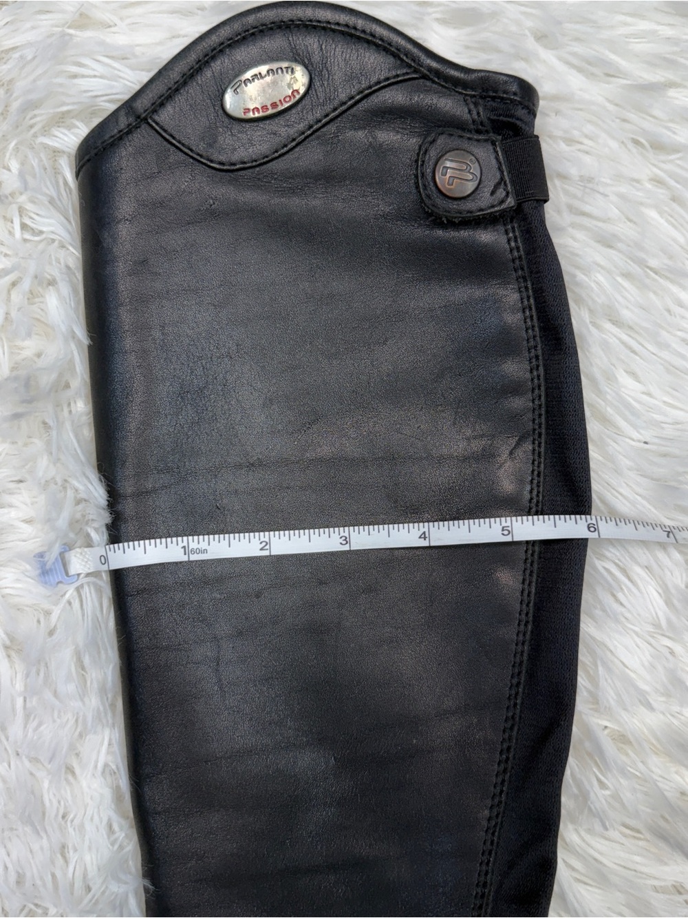 Black Parlanti Leather English Horseback Riding Half Chaps. Good Condition. - Picture 7 of 9
